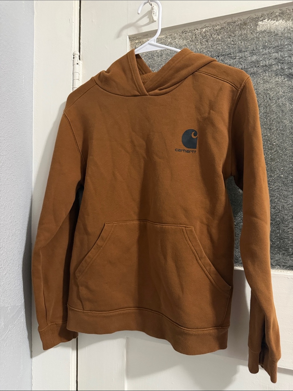 Carhartt Rust Brown Hooded Pullover with Chest Logo